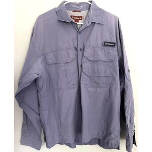 Simms Shirt Mens Large Purple Long Sleeve Fishing Outdoor Pockets‎ Mesh Vented